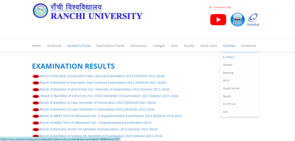 Ranchi University B.Ed Result 2023