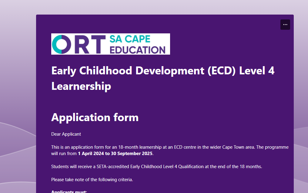Licit Careers ECD Learnership Application 2024