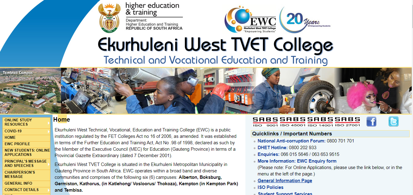 Ekurhuleni West College Online Application For 2024