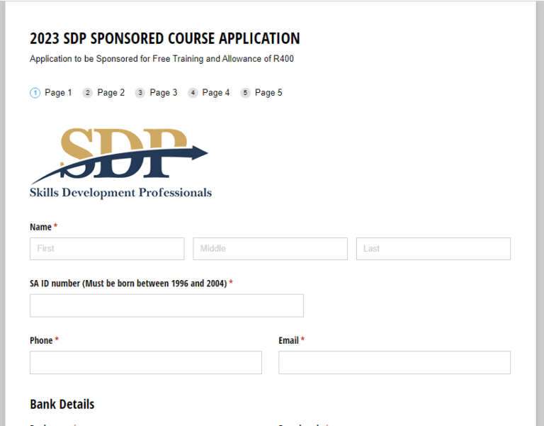 SDP Learnership Application Form 2024 Download