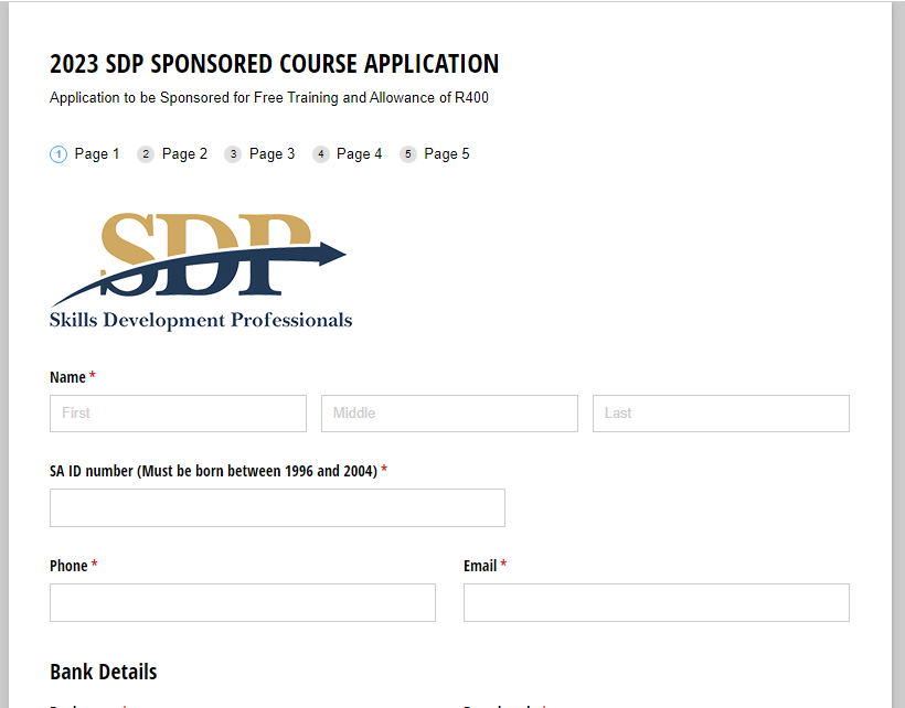 SDP Learnership Application Form 2024