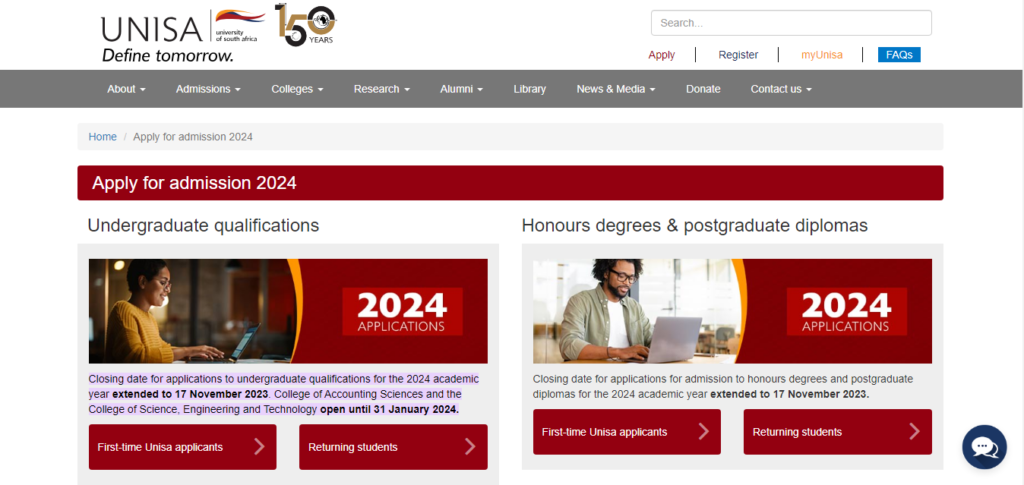 UNISA Application Opening Date 2024