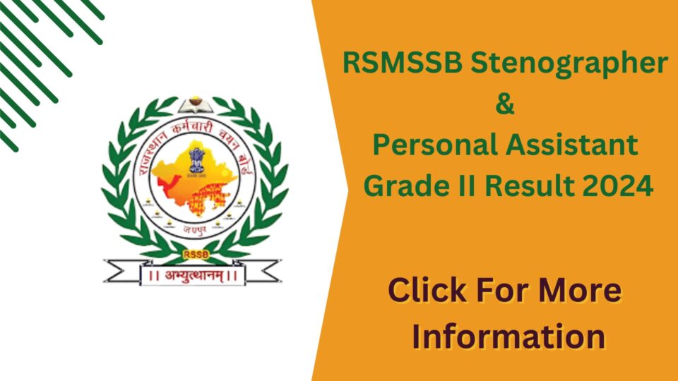 RSMSSB Stenographer and Personal Assistant Grade II Result 2024: Download Result, Selection Process!